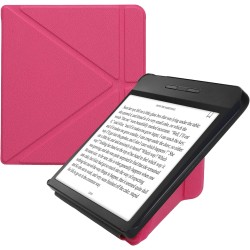 kwmobile Étui Compatible avec Kobo Libra H2O Coque - Étui à Rabat magnétique Tablette eReader Similicuir - Rose Fluo