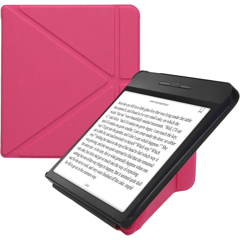 kwmobile Étui Compatible avec Kobo Libra H2O Coque - Étui à Rabat magnétique Tablette eReader Similicuir - Rose Fluo