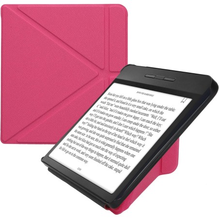kwmobile Étui Compatible avec Kobo Libra H2O Coque - Étui à Rabat magnétique Tablette eReader Similicuir - Rose Fluo