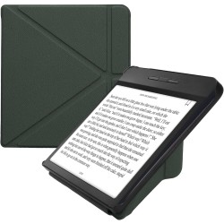 kwmobile Étui Compatible avec Kobo Libra H2O Coque - Étui à Rabat magnétique Tablette eReader Similicuir - Vert foncé