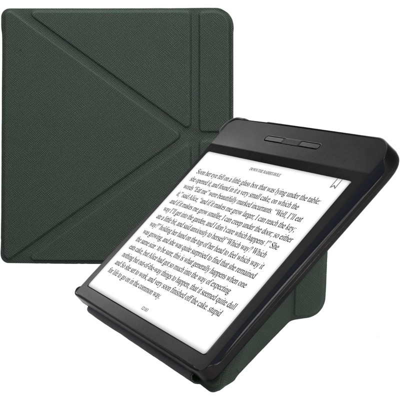 kwmobile Étui Compatible avec Kobo Libra H2O Coque - Étui à Rabat magnétique Tablette eReader Similicuir - Vert foncé
