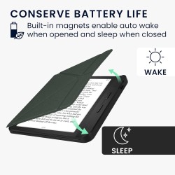 kwmobile Étui Compatible avec Kobo Libra H2O Coque - Étui à Rabat magnétique Tablette eReader Similicuir - Vert foncé
