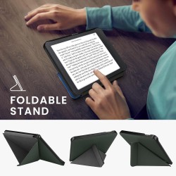 kwmobile Étui Compatible avec Kobo Libra H2O Coque - Étui à Rabat magnétique Tablette eReader Similicuir - Vert foncé