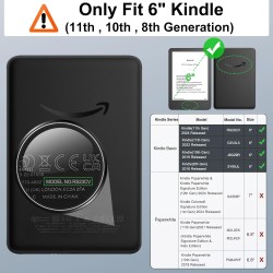 MoKo Étui Compatible avec 6" Kindle 11th Generation 20244/2022/10th Gen 2019/8th Gen 2016, Coque de Protection avec Dragonne, Au