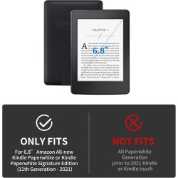 Étui pour kindle paperblanc 6,8" (11ème génération - 2021), étui intelligent avec dragonne et fonction veille/réveil automatique