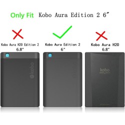 Kepuch Custer Coque pour kobo Aura Edition 2 2016,PU-Cuir Étui Housse pour kobo Aura Edition 2 2016 - Noir