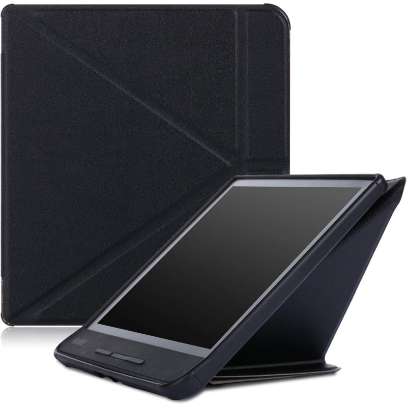 Kepuch Custer Coque pour Kobo Forma 2018,PU-Cuir Étui Housse pour Kobo Forma 2018 - Noir