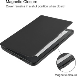 Kepuch Custer Coque pour Kobo Clara HD,PU-Cuir Étui Housse pour Kobo Clara HD - Noir