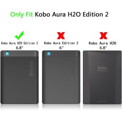Kepuch Custer Coque pour Kobo Aura H2O Edition 2,PU-Cuir Étui Housse pour Kobo Aura H2O Edition 2 - Bleu