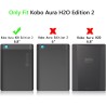 Kepuch Custer Coque pour Kobo Aura H2O Edition 2,PU-Cuir Étui Housse pour Kobo Aura H2O Edition 2 - Bleu