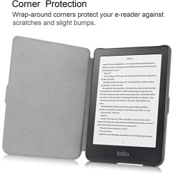 Kepuch Custer Coque pour Kobo Clara HD,PU-Cuir Étui Housse pour Kobo Clara HD - Bleu