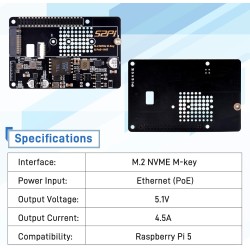 GeeekPi P33 M.2 NVME M-Key PoE+ Hat for Raspberry Pi 5, with Official Raspberry Pi 5 Active Cooler, Support M.2 NVMe SSD 2230 22