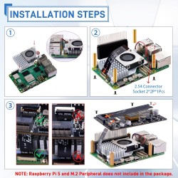 GeeekPi P33 M.2 NVME M-Key PoE+ Hat for Raspberry Pi 5, with Official Raspberry Pi 5 Active Cooler, Support M.2 NVMe SSD 2230 22