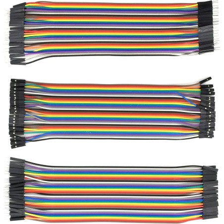 120pcs Câbles dupont mâle à femelle, mâle à mâle, femelle à femelle pour Arduino, Raspberry Pi (40 Pines mâle à femelle, 40 Pine