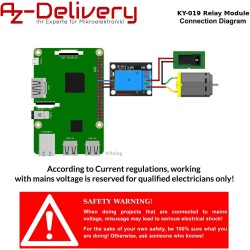 AZDelivery Module 1 Canal Relay 5V KY-019 High Level Trigger Compatible avec Arduino et Raspberry Pi incluant Un E-Book!