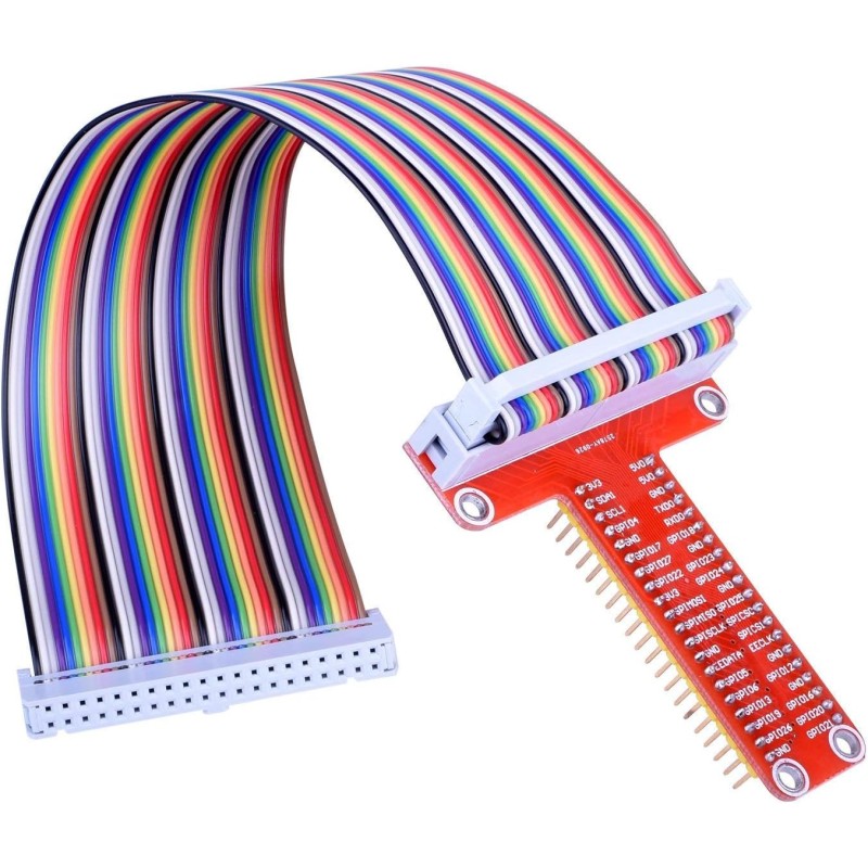 ARCELI Carte d'extension RPi GPIO Breakout + Câble Ruban + Adaptateur GPIO Type T assemblé 20cm FC40 Câble Ruban Plat 40 Broches