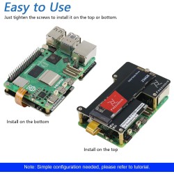 Freenove M.2 NVMe Adapter V2 for Raspberry Pi 5 (with 256GB SSD), M.2 Hat Add-on Board, Solid State Drive, PCIe 2.0/3.0, Tested 