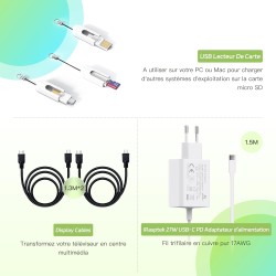 iRasptek Raspberry Pi 5 Kit de démarrage 4Go - Édition OS-Bookworm de 64Go préinstallée (boîtier Rouge et Blanc)