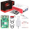 iRasptek Raspberry Pi 5 Kit de démarrage 16Go - Édition OS-Bookworm de 64Go préinstallée (boîtier Rouge et Blanc)