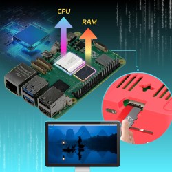 iRasptek Raspberry Pi 5 Kit de démarrage 16Go - Édition OS-Bookworm de 64Go préinstallée (boîtier Rouge et Blanc)
