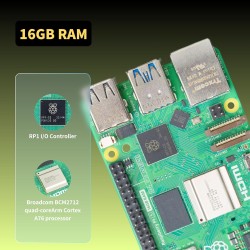 iRasptek Raspberry Pi 5 Kit de démarrage 16Go - Édition OS-Bookworm de 64Go préinstallée (boîtier Rouge et Blanc)