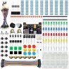 Miuzei Kit de démarrage de Base pour Arduino avec Carte connectée, Module d'alimentation, câble de Jumper, resistors, LED, Planc