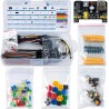Miuzei Kit de démarrage de Base pour Arduino avec Carte connectée, Module d'alimentation, câble de Jumper, resistors, LED, Planc