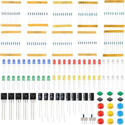 Miuzei Kit de démarrage de Base pour Arduino avec Carte connectée, Module d'alimentation, câble de Jumper, resistors, LED, Planc