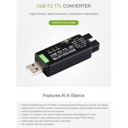 Waveshare Industrial USB to TTL Converter Original CH343G Onboard with Multi Protection Circuits Multi Systems Support