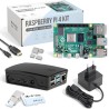Raspberry Pi 4 4 Go Starter Kit Noir | Alimentation Officielle 15W | Boîtier Officiel | Carte mémoire de 64 Go | Câble 4k Micro 