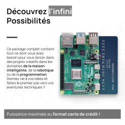 Raspberry Pi 4 2 Go Starter Kit Noir | Alimentation Officielle 15W | Boîtier Officiel | Carte mémoire de 64 Go | Câble 4k Micro 