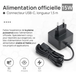 Raspberry Pi 4 2 Go Starter Kit Noir | Alimentation Officielle 15W | Boîtier Officiel | Carte mémoire de 64 Go | Câble 4k Micro 