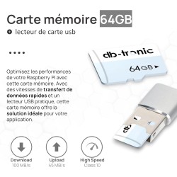 Raspberry Pi 4 2 Go Starter Kit Noir | Alimentation Officielle 15W | Boîtier Officiel | Carte mémoire de 64 Go | Câble 4k Micro 
