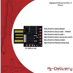 AZDelivery 5X Digispark Rev. 3 Kickstarter avec USB Carte de Développement Compatible à 100% avec ATtiny85 et Arduino incluant U