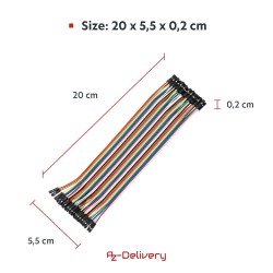AZDelivery Jumper Wire Cable 5 x 40 pcs. Chaque 20 cm M2M/ F2M / F2F, 40Pin Mâle vers Mâle, 40 Pin Femelle vers Femelle, Compati