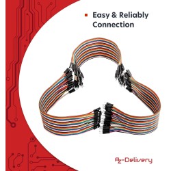 AZDelivery Jumper Wire Cable 5 x 40 pcs. Chaque 20 cm M2M/ F2M / F2F, 40Pin Mâle vers Mâle, 40 Pin Femelle vers Femelle, Compati