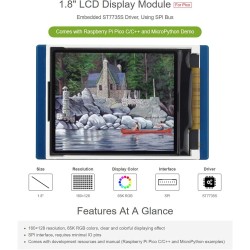 Waveshare 1.8inch LCD Display Module for Raspberry Pi Pico 65K RGB Colors 160×128 Pixels SPI Interface Comes with Raspberry Pi P