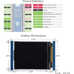Waveshare 1.8inch LCD Display Module for Raspberry Pi Pico 65K RGB Colors 160×128 Pixels SPI Interface Comes with Raspberry Pi P