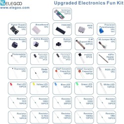 ELEGOO Kit Électronique Mis à Jour avec Module d'alimentation, Câbles Jumpers, Potentiomètre de précision, Plaque de Test 830 Po