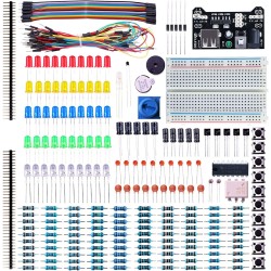 ELEGOO Fun Kit Composant Électronique Breadboard Câble Resistor Capacitor LED Potentiomètre, Kit d'apprentissage, Mega