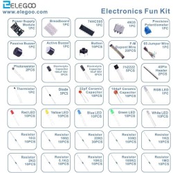 ELEGOO Fun Kit Composant Électronique Breadboard Câble Resistor Capacitor LED Potentiomètre, Kit d'apprentissage, Mega