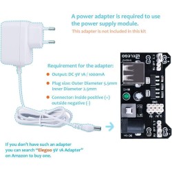 ELEGOO Fun Kit Composant Électronique Breadboard Câble Resistor Capacitor LED Potentiomètre, Kit d'apprentissage, Mega