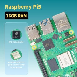 iRasptek Raspberry Pi 5 Kit de démarrage 16Go - Édition OS-Bookworm de 256Go préinstallée (boîtier Aluminium)