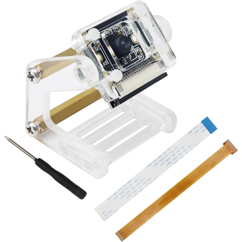 Freenove 8MP Camera for Raspberry Pi 5 4 B 3 B+ A+ Zero 2 W Jetson Nano with Adjustable Holder and Ribbon Cable, 120° Viewing An