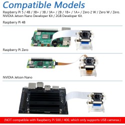 Freenove 8MP Camera for Raspberry Pi 5 4 B 3 B+ A+ Zero 2 W Jetson Nano with Adjustable Holder and Ribbon Cable, 120° Viewing An