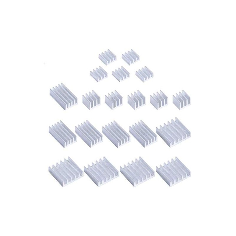 GeeekPi 20PCS Dissipateurs de Chaleur pour Raspberry Pi 4 Modèle B,Raspberry Pi Dissipateurs de Chaleur en Aluminium avec Ruban 