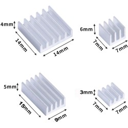 GeeekPi 20PCS Dissipateurs de Chaleur pour Raspberry Pi 4 Modèle B,Raspberry Pi Dissipateurs de Chaleur en Aluminium avec Ruban 