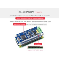 RS485 Can Hat pour Raspberry Pi 4B/3B+/3B/2B/B+/A+/Zero/Zero W/WH, Autoriser la Communication Longue Distance Via la Fonction RS