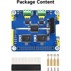 Waveshare 2-Channel Isolated Can Expansion Hat for Raspberry Pi with MCP2515 + SN65HVD230 Dual Chips Solution and Multi Onboard 