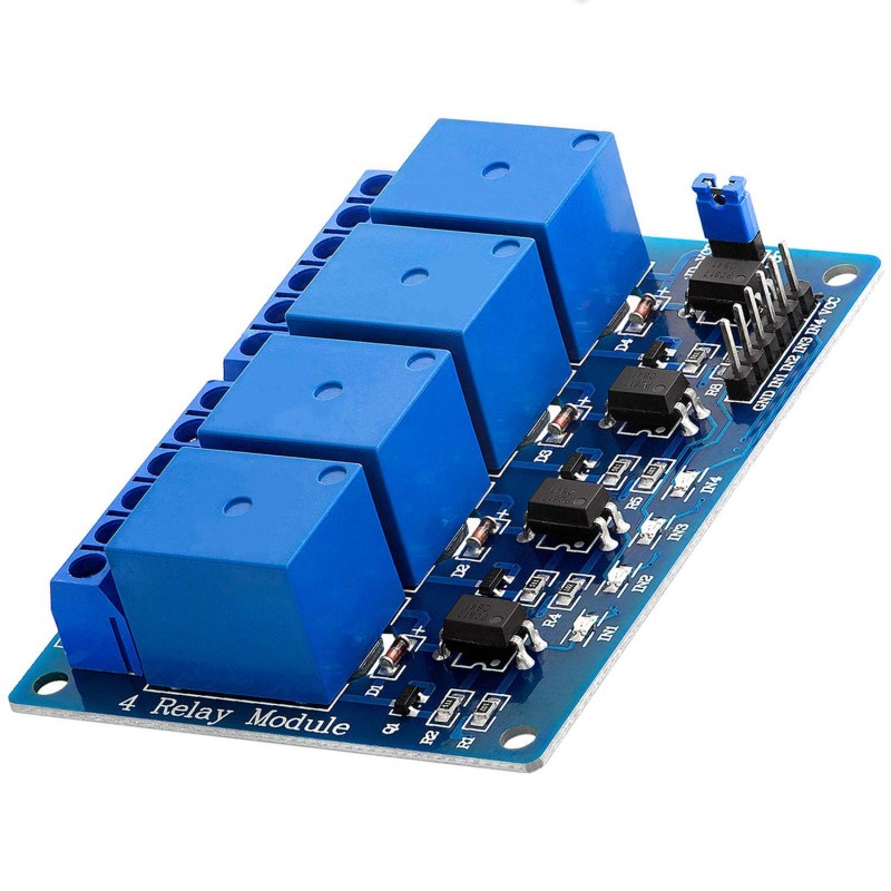 AZDelivery 4 Canaux Module Relais 5V avec Optocoupleur Low-Level-Trigger Compatible avec Arduino et Raspberry Pi incluant Un E-B
